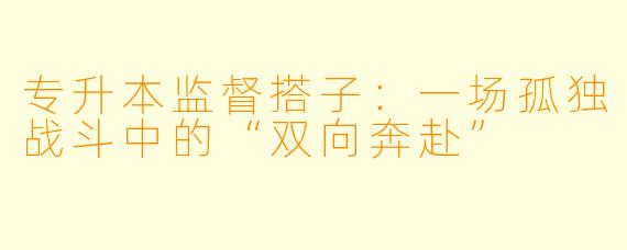 专升本监督搭子：一场孤独战斗中的“双向奔赴”