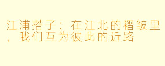 江浦搭子:在江北的褶皱里,我们互为彼此的近路