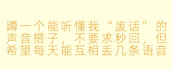 蹲一个能听懂我“废话”的声音搭子,不要求秒回,但希望每天能互相丢几条语音,聊聊今天的天气、路边看到的小猫,或者干脆一起沉默着各干各的事——这样的搭子真的存在吗?