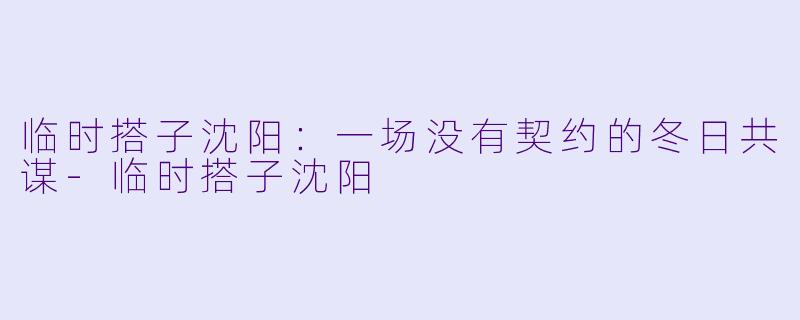 临时搭子沈阳:一场没有契约的冬日共谋-临时搭子沈阳