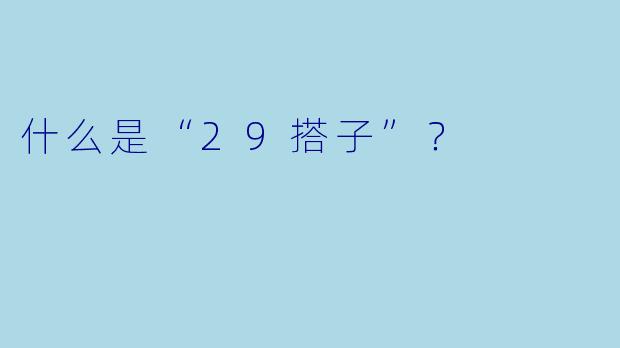 什么是“29搭子”？