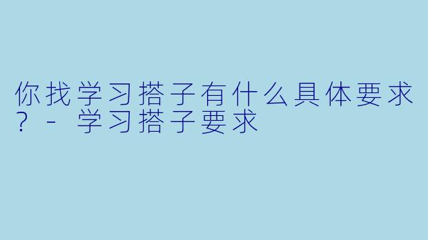 你找学习搭子有什么具体要求？-学习搭子要求