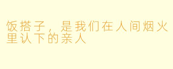 饭搭子，是我们在人间烟火里认下的亲人