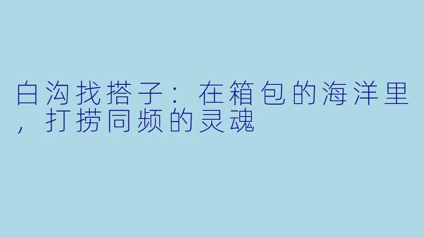 白沟找搭子:在箱包的海洋里,打捞同频的灵魂