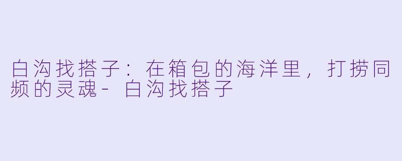白沟找搭子:在箱包的海洋里,打捞同频的灵魂-白沟找搭子