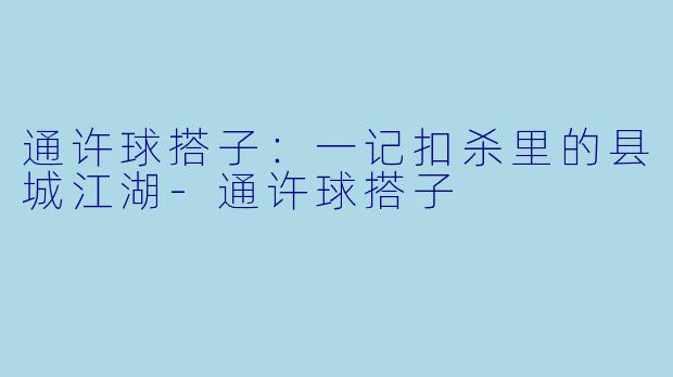 通许球搭子:一记扣杀里的县城江湖-通许球搭子