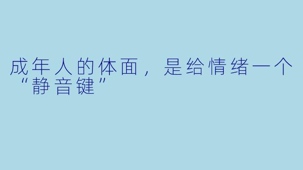 成年人的体面,是给情绪一个“静音键”