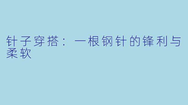 针子穿搭：一根钢针的锋利与柔软