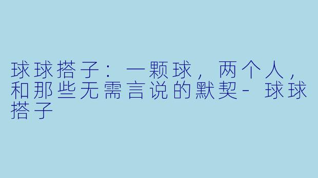球球搭子:一颗球,两个人,和那些无需言说的默契-球球搭子