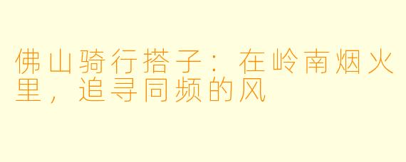 佛山骑行搭子:在岭南烟火里,追寻同频的风