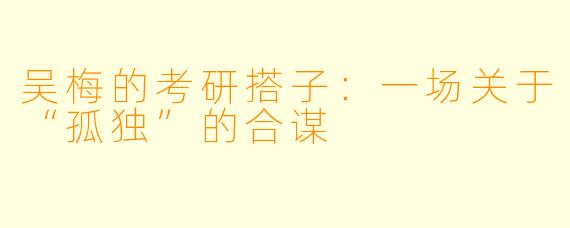 吴梅的考研搭子:一场关于“孤独”的合谋
