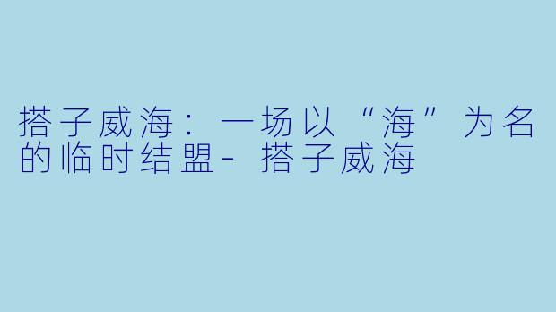 搭子威海：一场以“海”为名的临时结盟-搭子威海