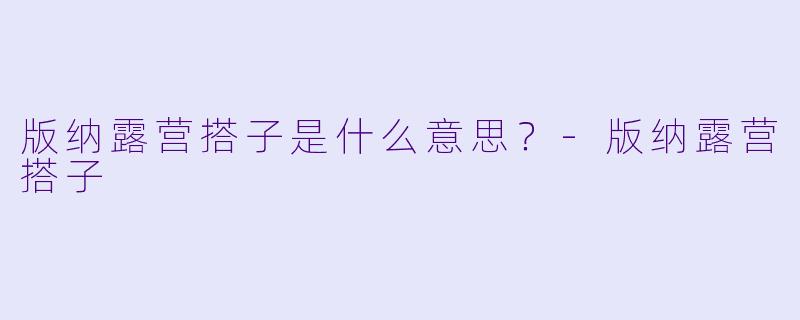 版纳露营搭子是什么意思?-版纳露营搭子