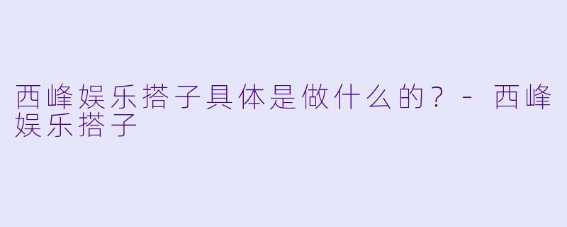 西峰娱乐搭子具体是做什么的？