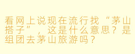 看网上说现在流行找“茅山搭子”,这是什么意思?是组团去茅山旅游吗?