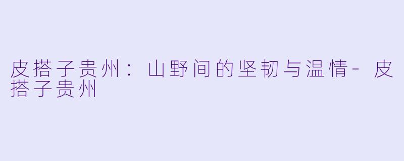 皮搭子贵州:山野间的坚韧与温情-皮搭子贵州