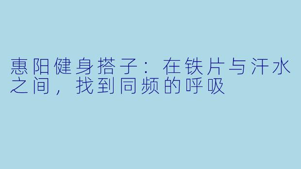 惠阳健身搭子：在铁片与汗水之间，找到同频的呼吸