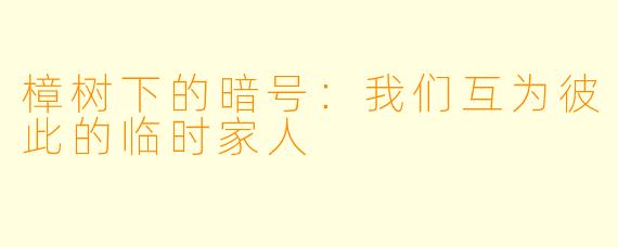 樟树下的暗号:我们互为彼此的临时家人