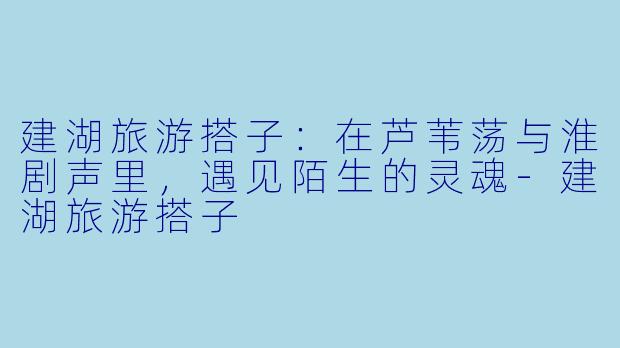 建湖旅游搭子:在芦苇荡与淮剧声里,遇见陌生的灵魂-建湖旅游搭子