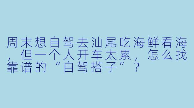 周末想自驾去汕尾吃海鲜看海,但一个人开车太累,怎么找靠谱的“自驾搭子”?