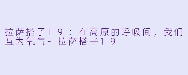 拉萨搭子19:在高原的呼吸间,我们互为氧气-拉萨搭子19