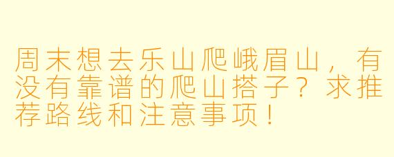 周末想去乐山爬峨眉山,有没有靠谱的爬山搭子?求推荐路线和注意事项!