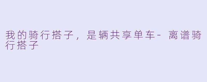 我的骑行搭子,是辆共享单车-离谱骑行搭子
