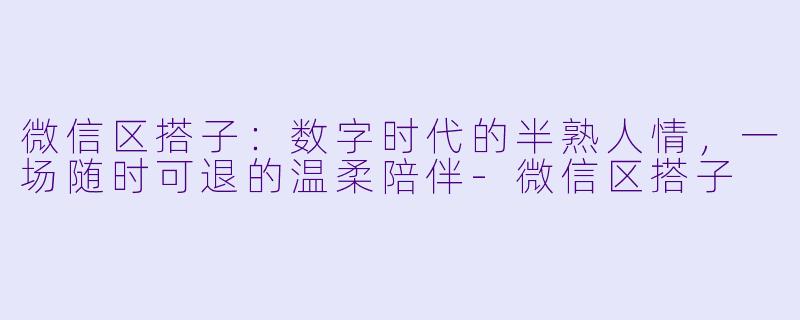 微信区搭子：数字时代的半熟人情，一场随时可退的温柔陪伴-微信区搭子