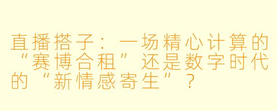 直播搭子:一场精心计算的“赛博合租”还是数字时代的“新情感寄生”?
