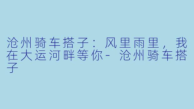 沧州骑车搭子：风里雨里，我在大运河畔等你