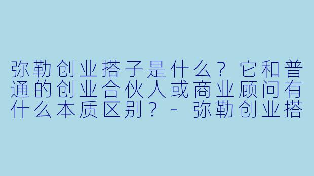 弥勒创业搭子是什么?它和普通的创业合伙人或商业顾问有什么本质区别?-弥勒创业搭子