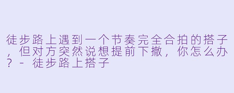 徒步路上遇到一个节奏完全合拍的搭子，但对方突然说想提前下撤，你怎么办？