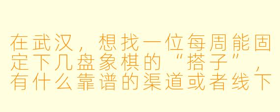 在武汉，想找一位每周能固定下几盘象棋的“搭子”，有什么靠谱的渠道或者线下据点推荐吗？