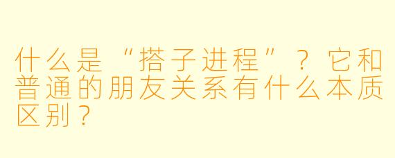 什么是“搭子进程”？它和普通的朋友关系有什么本质区别？