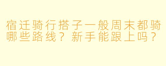 宿迁骑行搭子一般周末都骑哪些路线?新手能跟上吗?