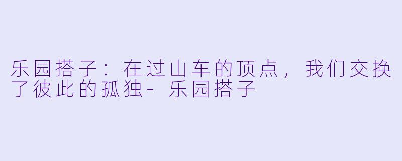乐园搭子:在过山车的顶点,我们交换了彼此的孤独-乐园搭子
