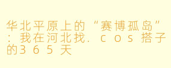华北平原上的“赛博孤岛”:我在河北找.cos搭子的365天