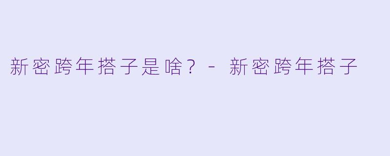 新密跨年搭子是啥?-新密跨年搭子