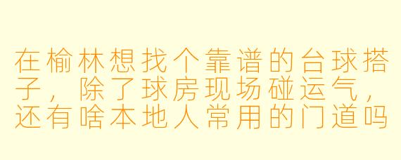 在榆林想找个靠谱的台球搭子,除了球房现场碰运气,还有啥本地人常用的门道吗?
