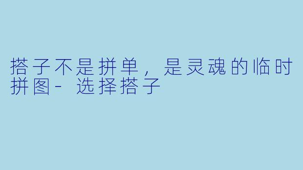搭子不是拼单,是灵魂的临时拼图-选择搭子