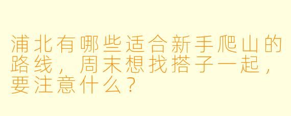 浦北有哪些适合新手爬山的路线，周末想找搭子一起，要注意什么？