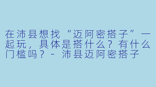 在沛县想找“迈阿密搭子”一起玩，具体是搭什么？有什么门槛吗？