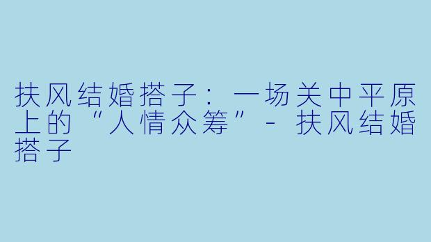 扶风结婚搭子:一场关中平原上的“人情众筹”-扶风结婚搭子