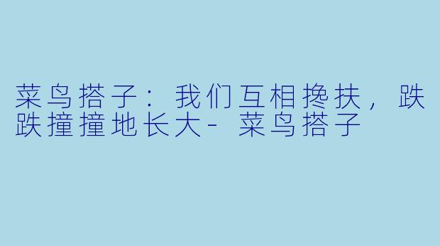 菜鸟搭子:我们互相搀扶,跌跌撞撞地长大-菜鸟搭子