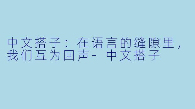 中文搭子:在语言的缝隙里,我们互为回声-中文搭子
