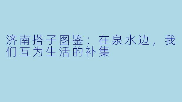 济南搭子图鉴:在泉水边,我们互为生活的补集