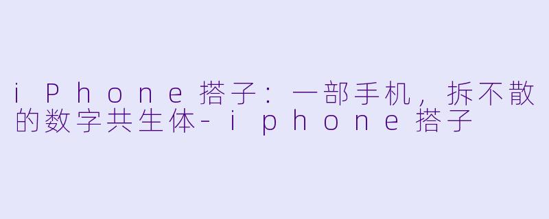 iPhone搭子：一部手机，拆不散的数字共生体-iphone搭子