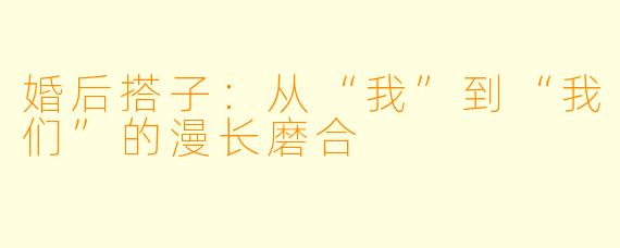 婚后搭子：从“我”到“我们”的漫长磨合