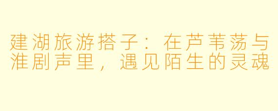 建湖旅游搭子:在芦苇荡与淮剧声里,遇见陌生的灵魂