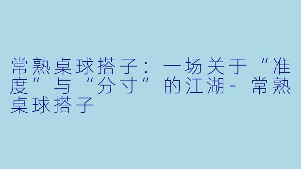 常熟桌球搭子:一场关于“准度”与“分寸”的江湖-常熟桌球搭子